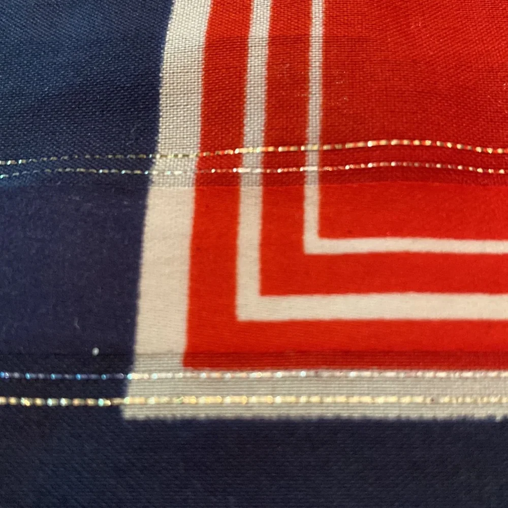 Vintage Marc Aurel Roma red white blue square 31.5 x 31.5 metallic thread scarf